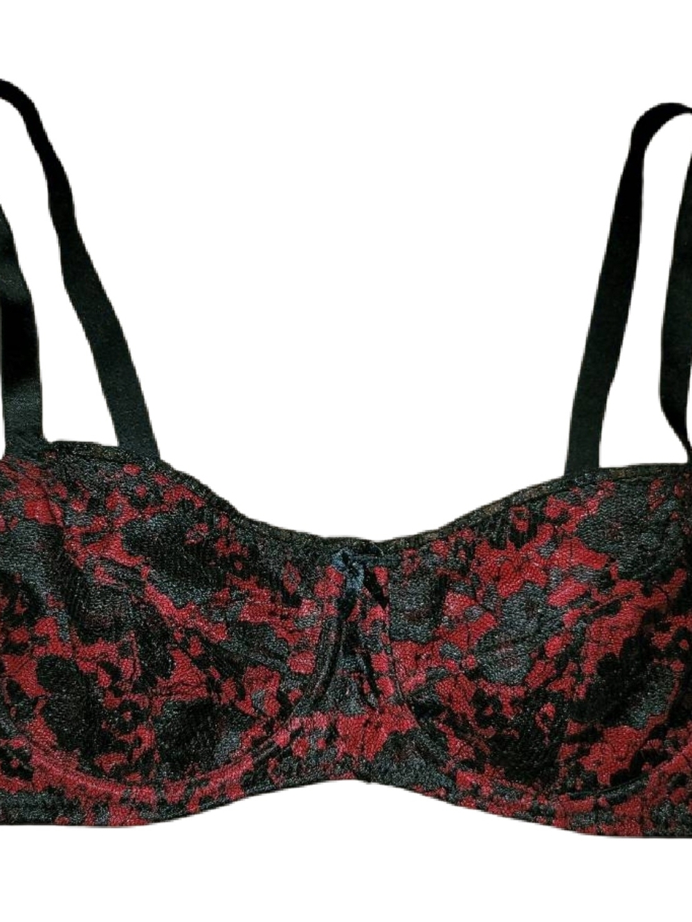 Black & Red Lace Balconette Bra
